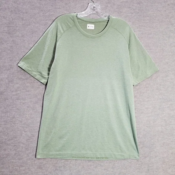 Lululemon Men Activewear Shirt Large Green Movement Is Medicine Crew Neck Tee - Picture 1 of 10